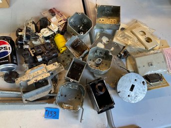 Electrical Supplies Lot - Switches, Outlets, Plate Covers, Boxes