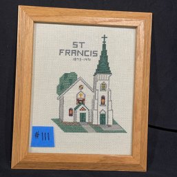 St. Francis Church (New Milford, CT) Framed Needlepoint