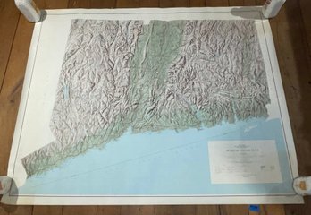 1967 Extra Large CONNECTICUT Topographical Map Poster