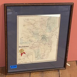 Antique Danbury, Connecticut Framed Map