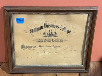 1911 Stillman Business College (Danbury, CT) Antique Diploma