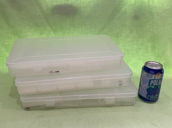 Lot Of 3 Plastic Storage Boxes With Adjustable Sections