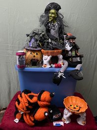 Halloween Decorations Lot & 20 Gallon Sterilite Plastic Bin