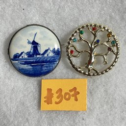 (2) Vintage Pins - Delft Holland