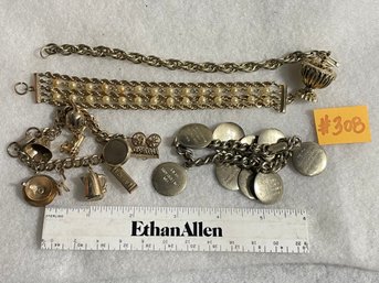 Lot Of Vintage Metal Bracelets - Charm Bracelet, 10 Commandments