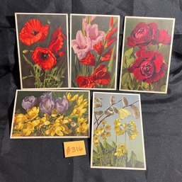 Lot Of 5 Beautiful Antique Flower Postcards - Switzerland