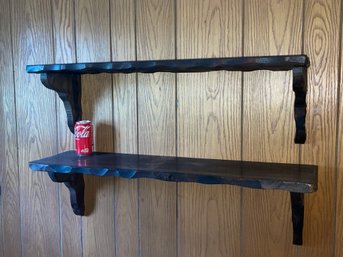 Pair Of Vintage Wall Mount Pine Shelves