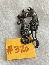 Sterling Silver & Marcasite Cats Pin/Brooch - Vintage