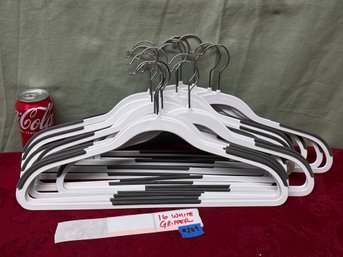 Set Of 16 White Plastic Gripper Coat Hangers