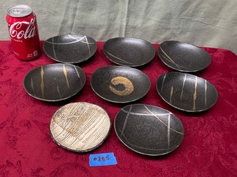 Set Of 8 Vintage Japanese Ceramic Pottery Small Plates, Dishes
