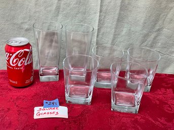 6 Square Bottom Drinking Glasses
