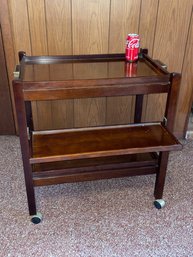 Vintage 2 Tier Rolling Bar Cart With Removable Trays (Collapsible)