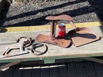 Old Metal Stuff - Shoemaker Stand, Cast Aluminum Dog, Dust Pan, Other Things