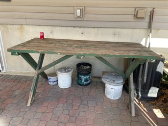 Vintage Wooden Picnic Table & Benches