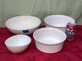 White Porcelain Dishes & Corning Ware Casserole Dishes