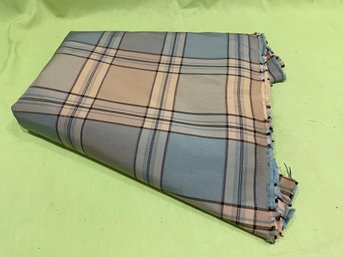 Blue/Tan Sateen Upholstery Fabric - High Quality Designer