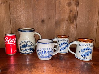 Lot Of Brookfield, Connecticut Stoneware Mugs & Pitcher
