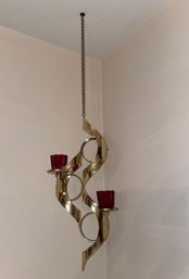 Mid-Century Goldtone Hanging Candle Holder - Hollywood Regency