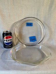 2 Vintage Pyrex Glass Pie Plates (Including Hexagon)