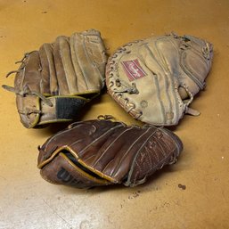 Lot Of Vintage Baseball Gloves