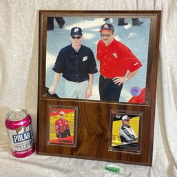 Dale Earnhardt Jr. & Sr. Photo & 2001 High Gear NASCAR Trading Cards Plaque