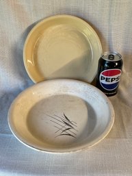 Lot Of 2 Vintage Stoneware Pie Plates