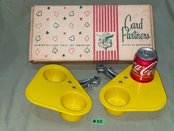 'Card Partners' Clip On Card Table Drink Holders - Vintage