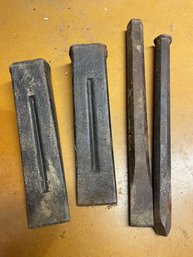 Lot Of Masonry Chisels & Wedges - Vintage Cast Iron