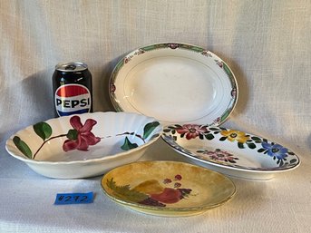 Lot Of 4 Small Serving Plates - Vintage Hand Painted China