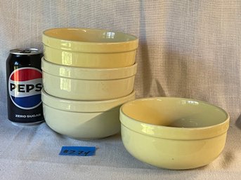 Set Of 4 Yellow Glazed Stoneware Cereal Bowls VINTAGE Domain