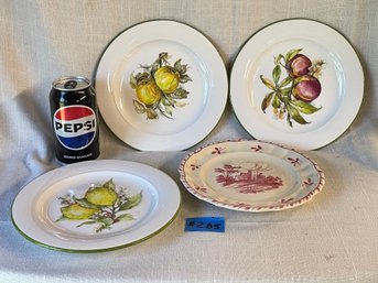 Set Of 3 Lillian Vernon Fruit Plates & Italy Castle Plate