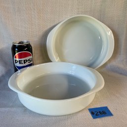 (2) Pyrex #221 OPAL Milk Glass Cake Baking Dishes