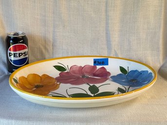 Oval Floral Platter - Made In Italy, Hand Painted