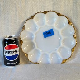 Vintage FIRE KING Milk Glass Deviled Egg Plate