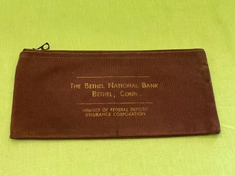 Vintage Bethel (Connecticut) National Bank Fabric Deposit Bag