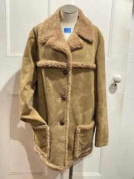 Fingerhut Fashions Faux Suede/Fur Shearling Coat - Size 20 (Fits Like A Large) VINTAGE