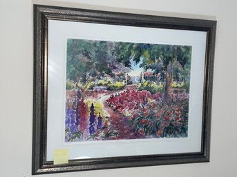 'Summer In The Park' Framed Print SIGNED Jan Kilburn Watercolor