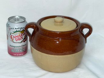 Stoneware Bean Pot With Lid - Vintage