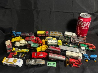 Vintage 'Matchbox' Diecast Cars & Trucks Lot - Race Cars, VW, Etc.