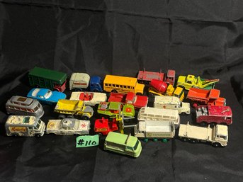 Lot Of Vintage 'Matchbox' Diecast Cars & Trucks - VW, Firetruck, Ambulance, Etc.