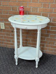 Flowers & Bees White Accent Table