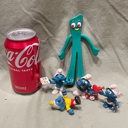 Smurfs & Bendy Gumby Vintage Toys, Figurines Lot 1980s