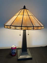 Antique Style Slag Glass Table Lamp - Arts & Crafts