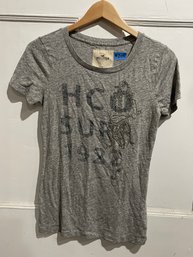 HOLLISTER Glitter Hula Dancer Grey Women's T-Shirt, Size Medium Y2K