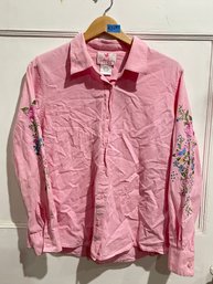 Pink Quacker Factory Large Women's Button Down Long Sleeve Shirt