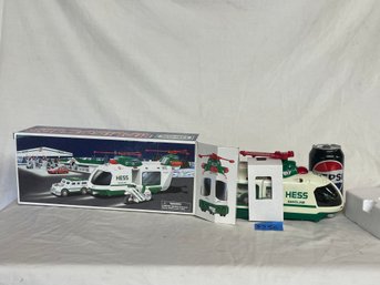 2001 Hess Truck - Helicopter With Motorcycle And Cruiser - New With Box