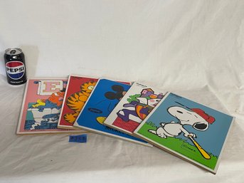 Vintage Playskool Puzzles - Snoopy, Mickey Mouse, Garfield & More