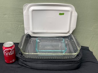 Pyrex Portables 3 Quart Glass Dish With Lid, Carrier, Hot/Cold Packs (And Bonus Dish)