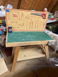 Children's Toy Workbench With Tool Display Peg Board