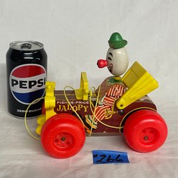 Fisher Price JALOPY Wood & Plastic Clicker Pull Toy - Vintage!